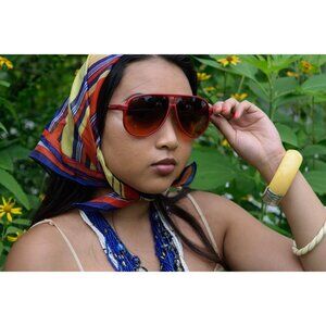 Vintage Retro Stripes Yellow Blue Red Scarf Accessories